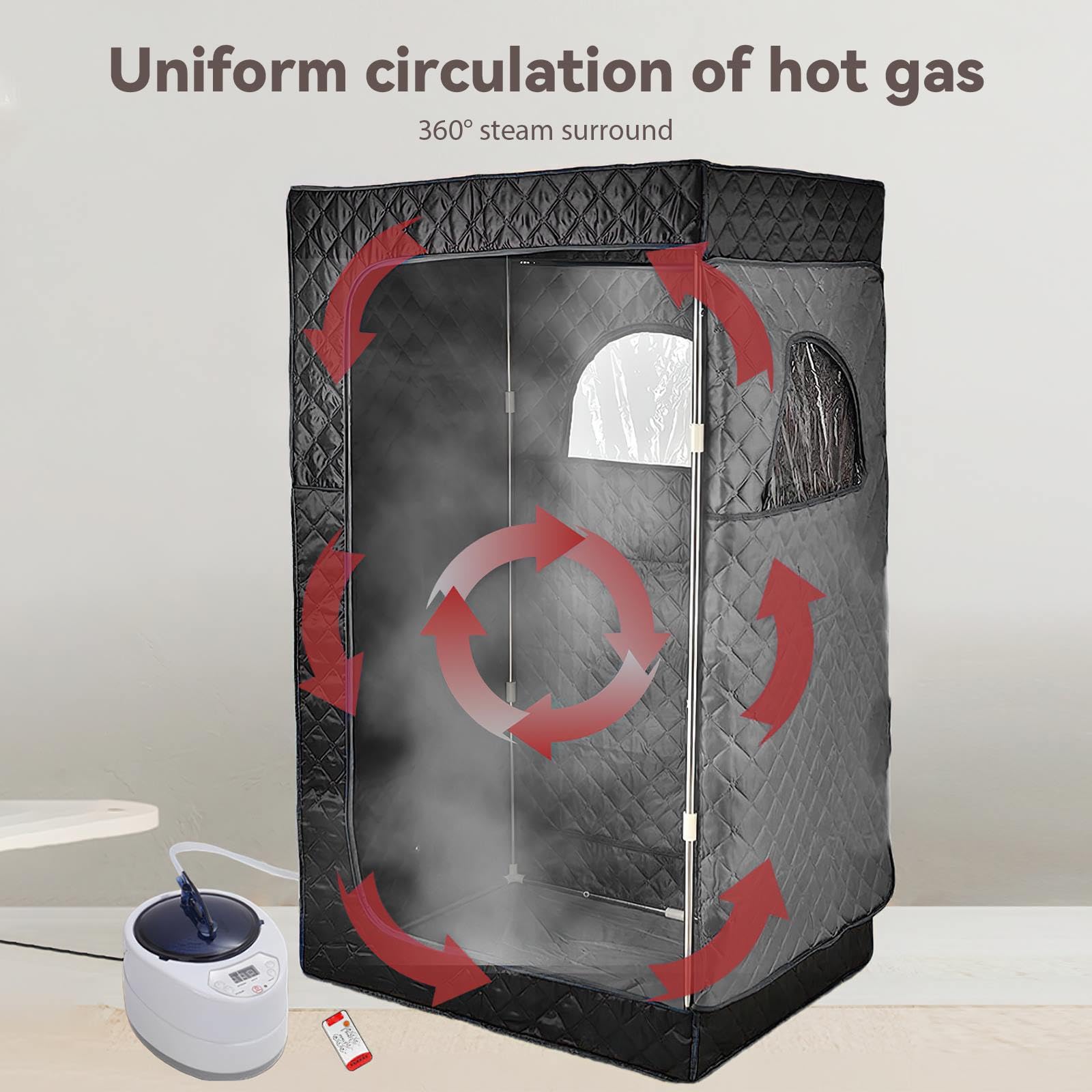 Sauna, Sauna à Vapeur Portable, Sauna Pliable Cabine 1000 W, avec Télécommande et 1 Instrument De Fumigation, Pour Les Spas De Sauna Tente à Domicile 172 * 100 * 82CM (Noir)