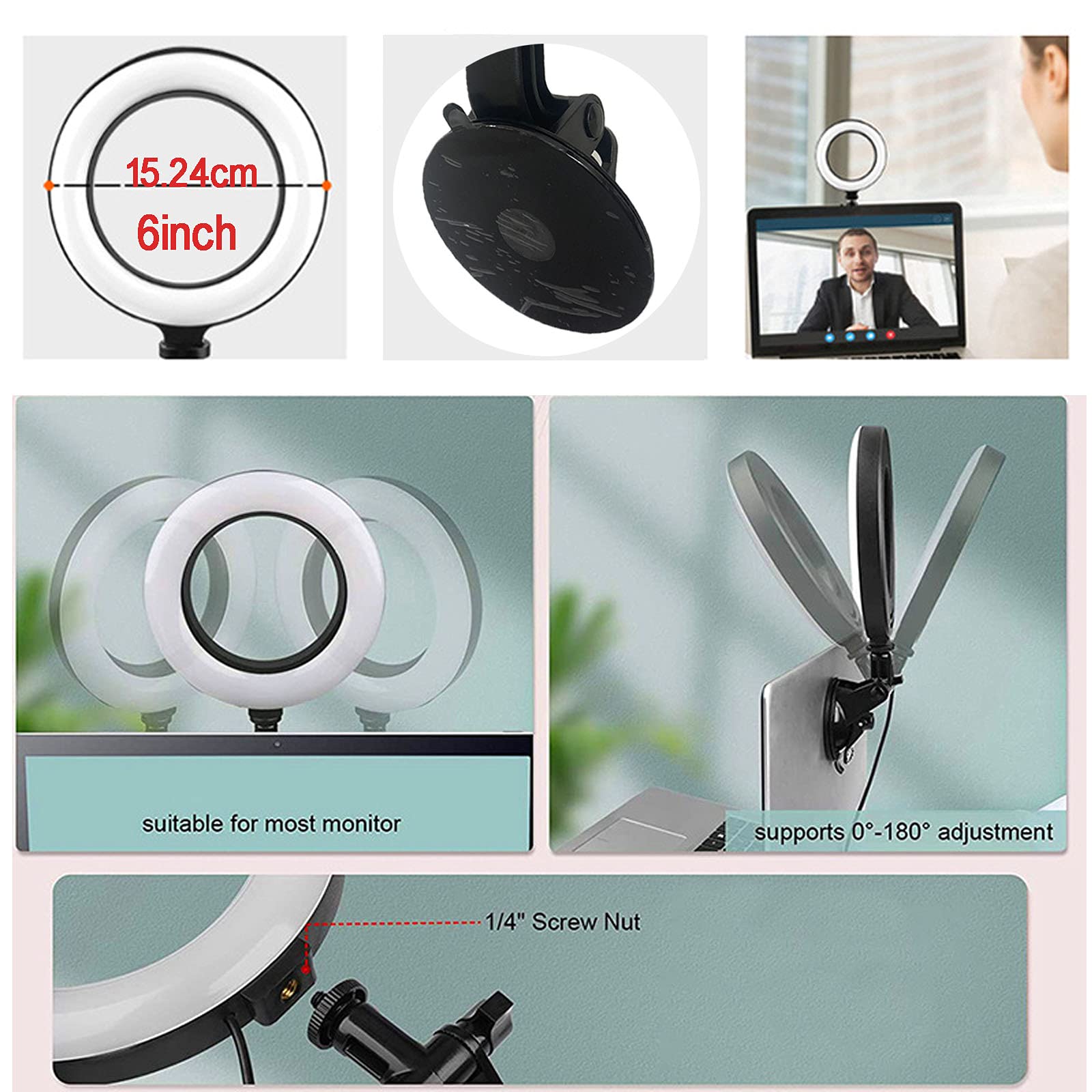 Upgraded Ring Light For Laptop, Monitor & Desk – Eye-Caring Diffused LED Computer Light With Screen-Safe Clip, Adjustable Monitor Mount, CRI 97.8 , 50 Lighting Modes For Zoom, Video Calls & Streaming
