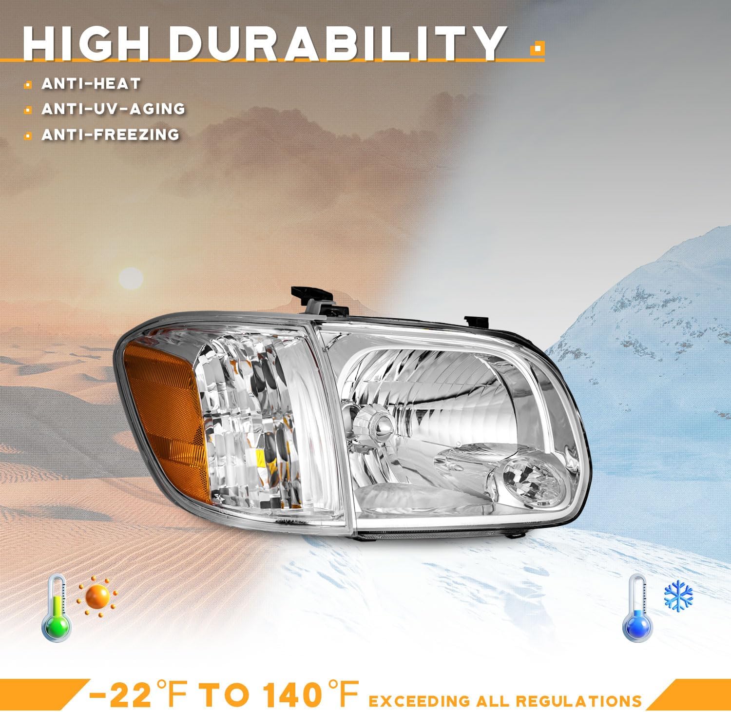 WEELMOTO Headlight for 2005-2006 Tundra Double Cab SR5/Limited(NOT FOR REGULAR/EXTENDED CABS), Compatible with 2005-2007 Sequoia Double Cab SR5/Limited Headlamp+Corner Lights