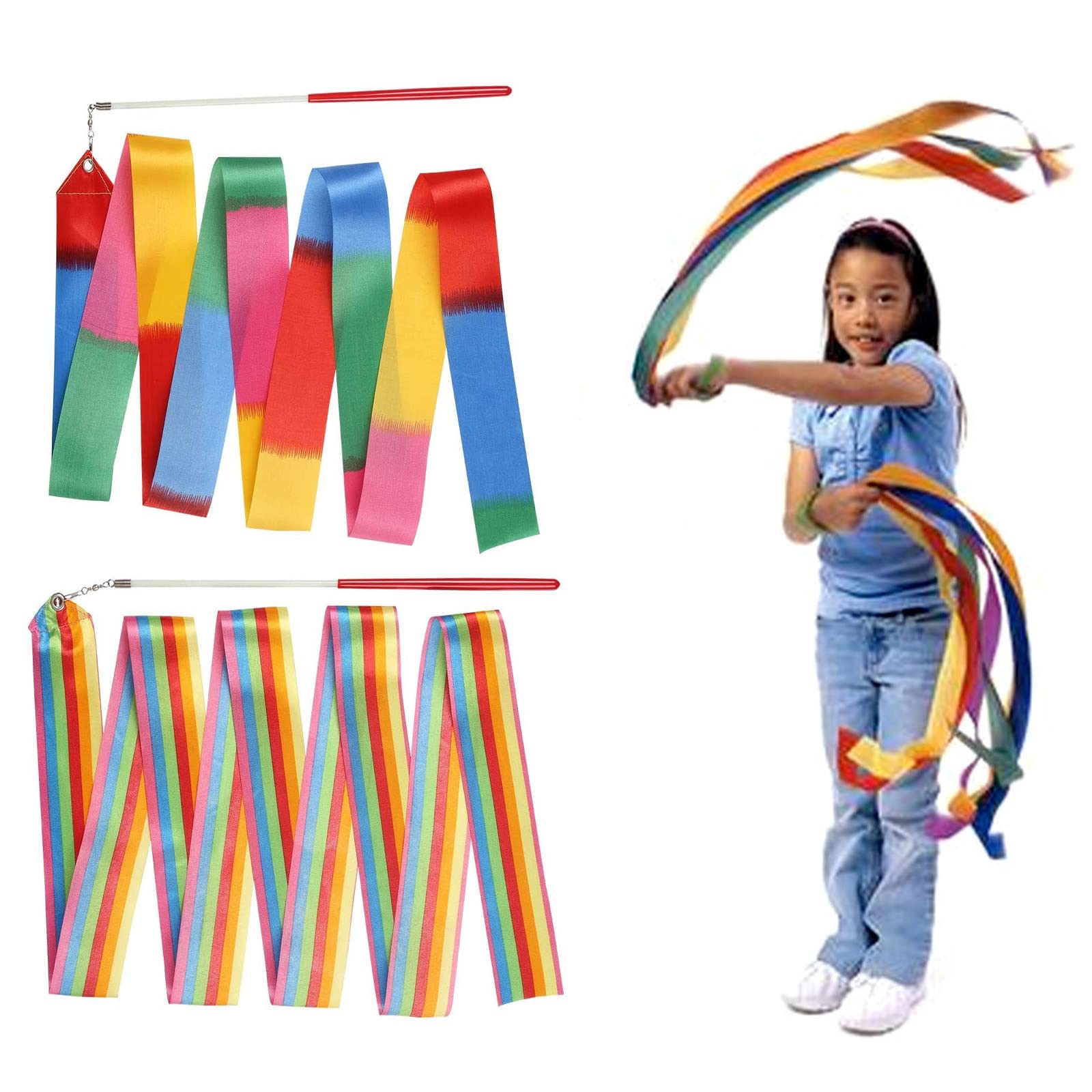 FAZHBARY Witte ritmische gymnastiek lint toverstokken lof