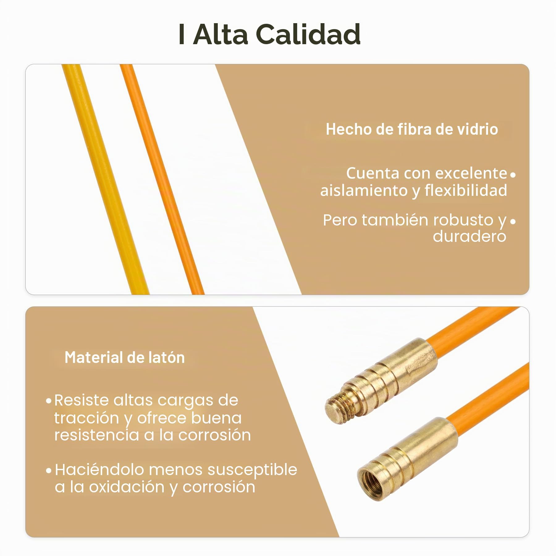 Guia pasacables de fibra de vidrio100cm x 10 Juego de varillas pasacables 10 m
