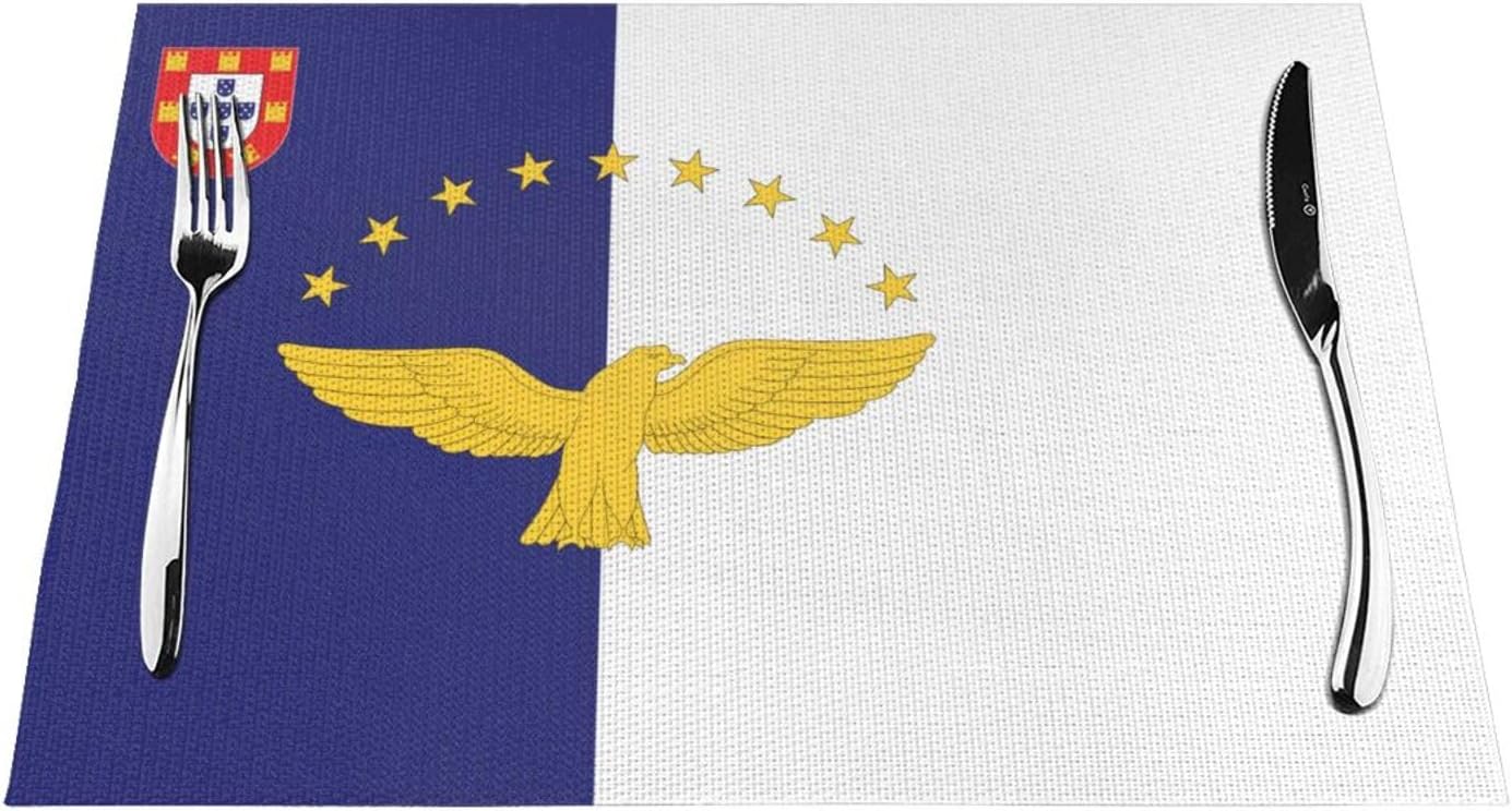 Azores Flag PVC Woven Placemats Reusable Heat-Resistant Non-Slip Waterproof Table Placemats for Kitchen Dining Table Decor 12"x18" 1