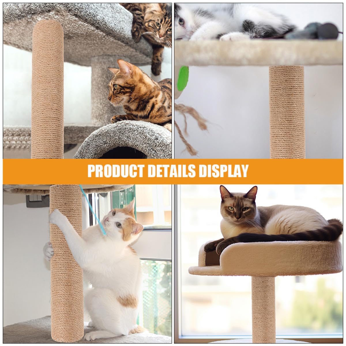 Toddmomy 2 Pezzi Tiragraffi Sostitutivi in Sisal 40 Cm, Accessori Fai da Te per Tiragraffi per Gatti da Interno, Palo Robusto per Gattini e Gatti, Risparmio Spazio per Piccoli Appartamenti