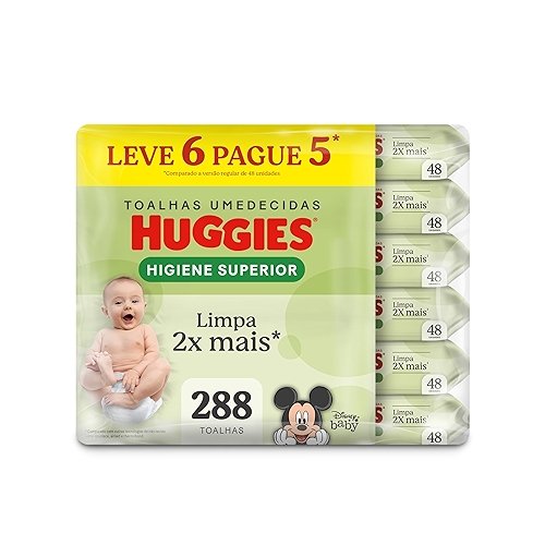 Lenços Huggies Higiene Superior Limpam 2x Mais 6 x 48 Un Lenços Huggies Higiene Superior Limpam 2x Mais 6 x 48 Un