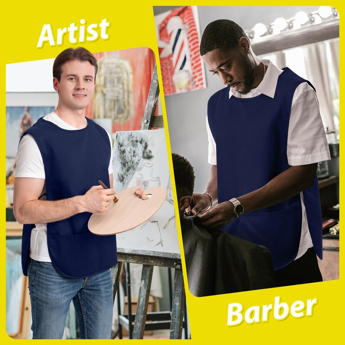 ROTANET Cobbler Apron for Women with Pockets, Waterproof Art Smock Aprons | 29" x 20", with Side Ties 2 Large Pockets, Apron for Adult Men Women, Unisex, for Cleaning, Hairstylist, Painting