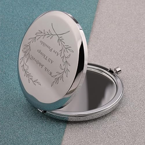 Miniatura 10 de MAOFAED Regalo de testigo de Jehová con Jehová All Things are Possible Espejo compacto JW Regalo cristiano con espejo de Jehová RG