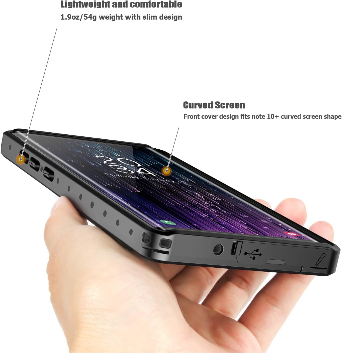 Black Friday Clearance SPIDERCASE for Samsung Galaxy Note 10+ Plus Waterproof Case, Built-in Screen Protector Fingerprint Unlock with Film, Shockproof Full Body Case for Samsung Galaxy Note 10+ Plus 5G 2019, Green/Clear