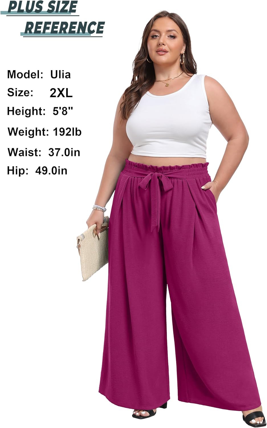 Lepunuo Wide Leg Pants for Women High Waisted Palazzo Pants Work Casual Flowy Tie Knot Trousers with Pockets - Image 4