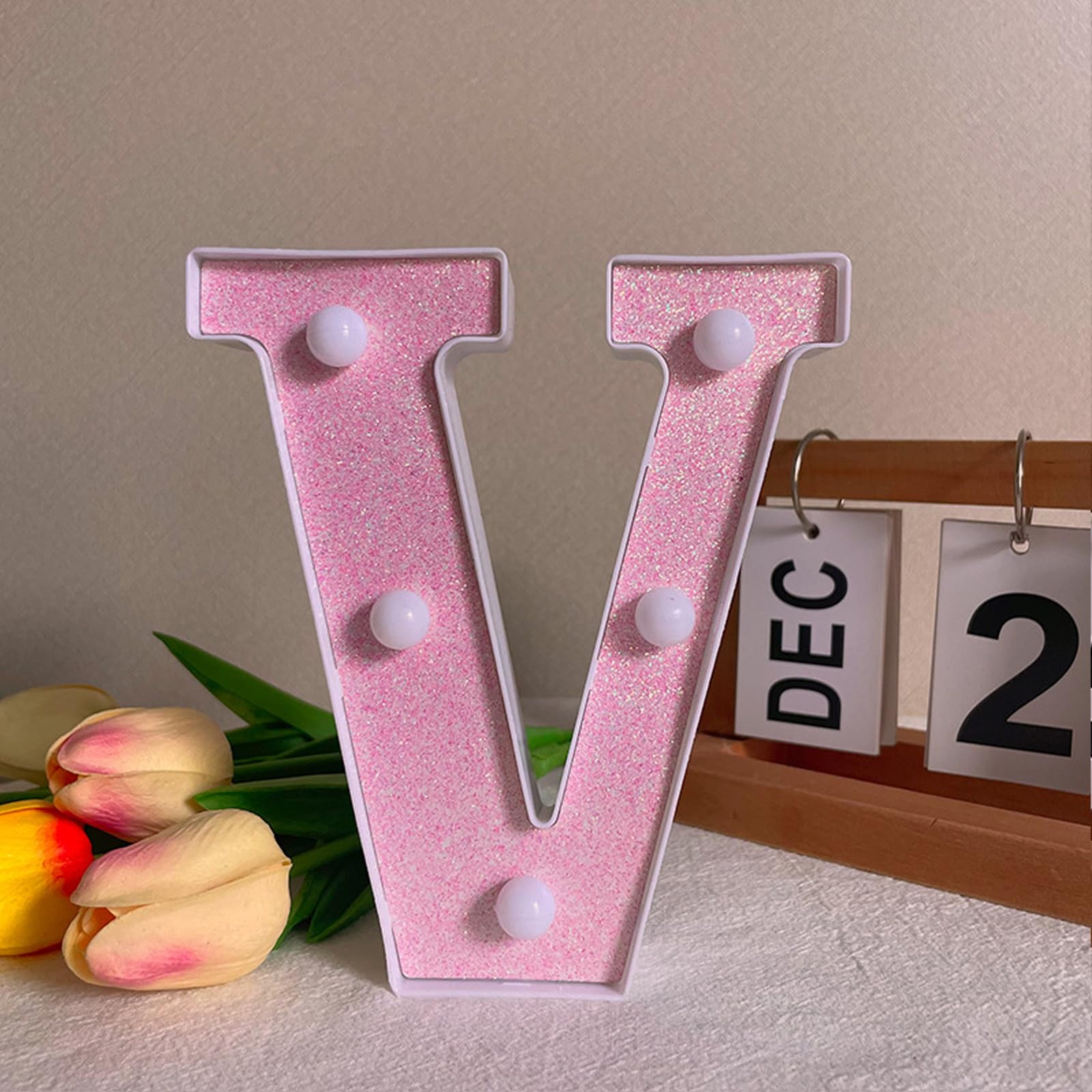 LED Light Up Letter V - 6.3inch Pink Letter Light for Birthday & Party โ image 1