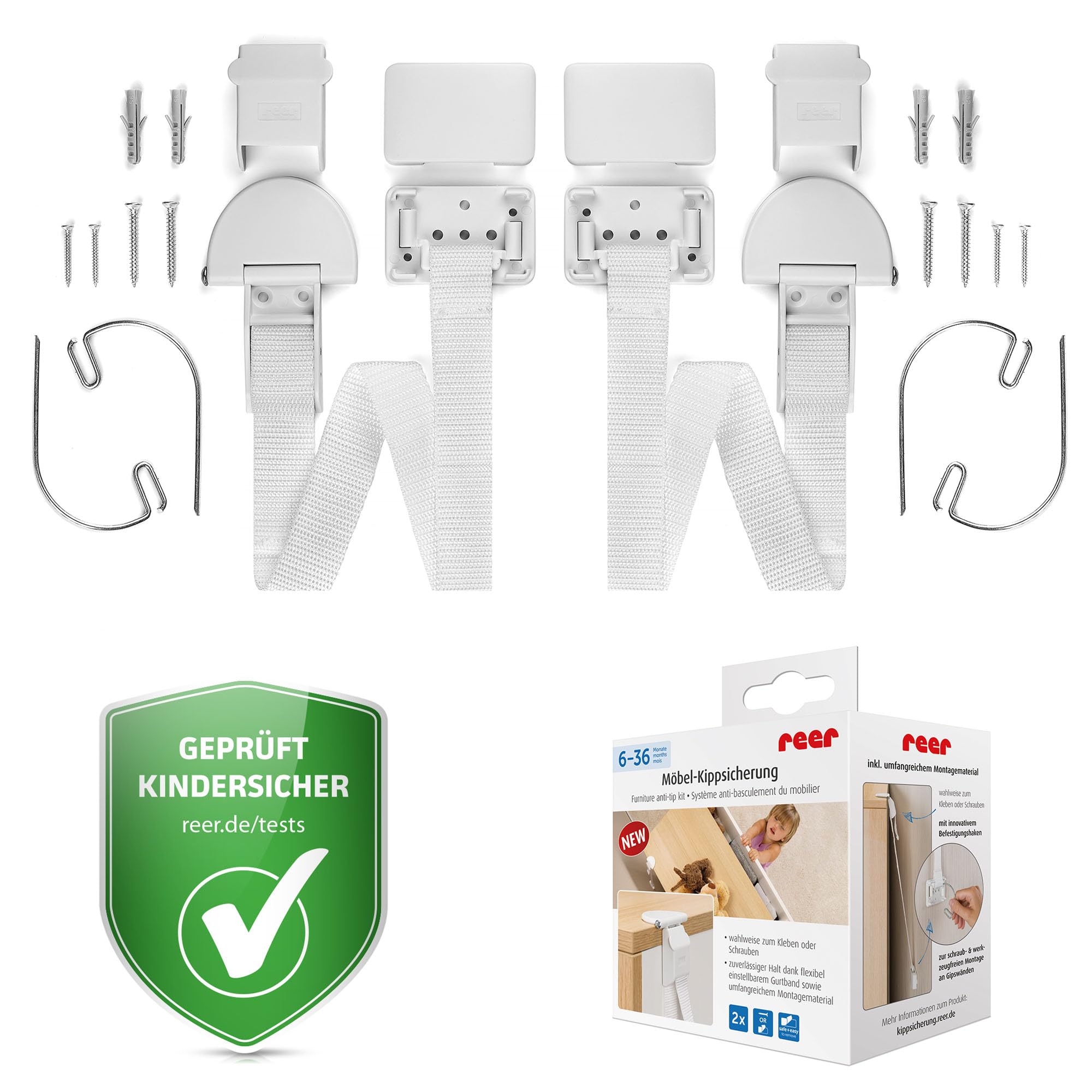 reer Möbel-Kipp-Sicherung, clevere Wand-Befestigung für Möbel, vom schwäbischen Kindersicherheits-Experten