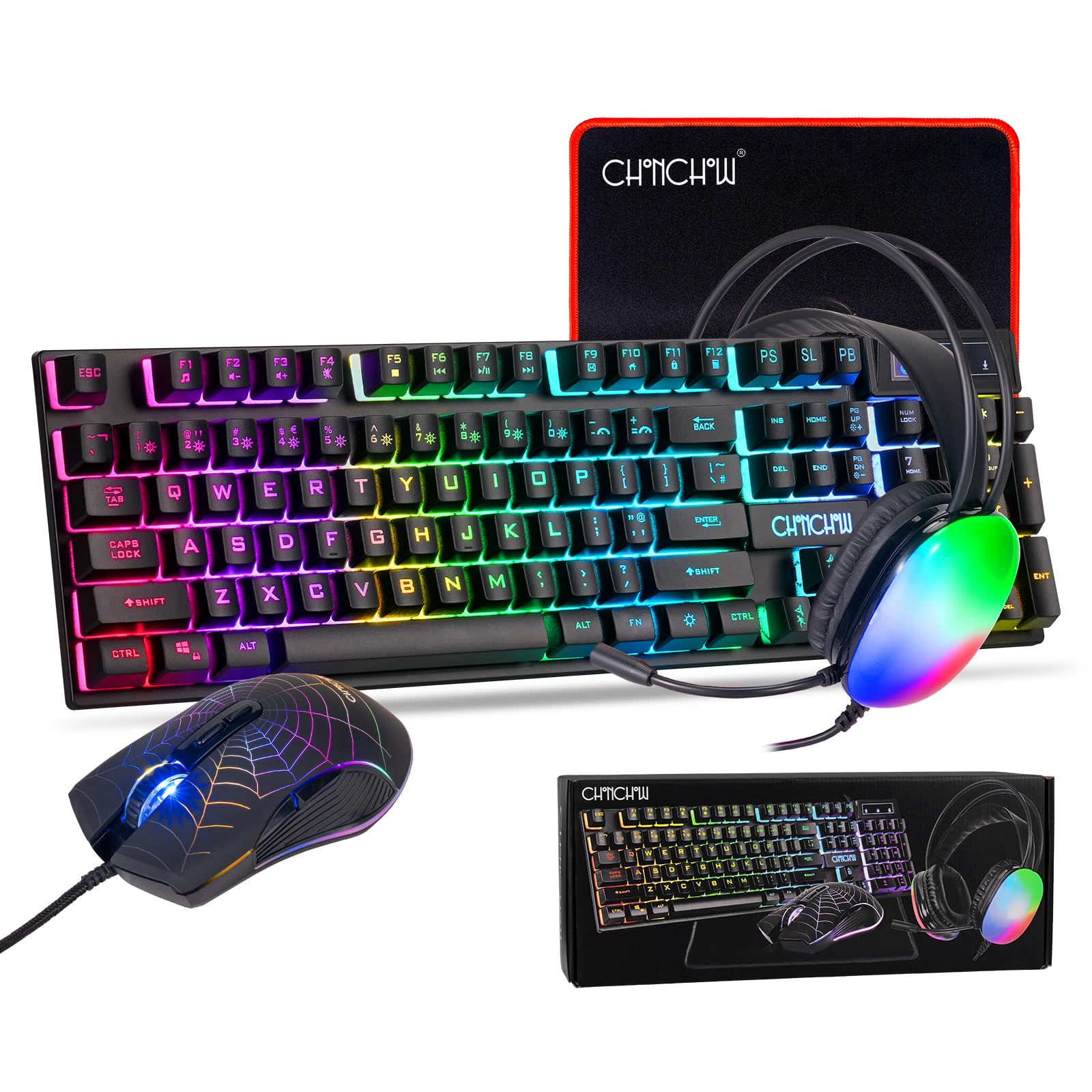Amazon.com: Gaming Keyboard Mouse Mousepad and Headset with mic