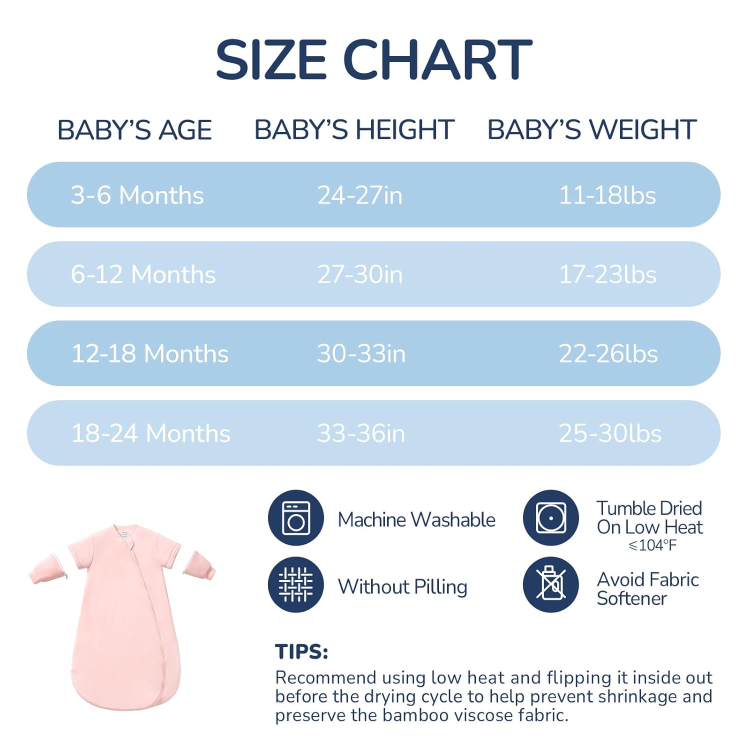 Rayon Made from Bamboo Sleep Sack 3-6 Months, Detachable Sleeves - Adjustable Warmth to Prevent Overheating, 1.0 TOG Breathable Wearable Blanket Toddler Sleeping Bag, Safe for Night Sleep