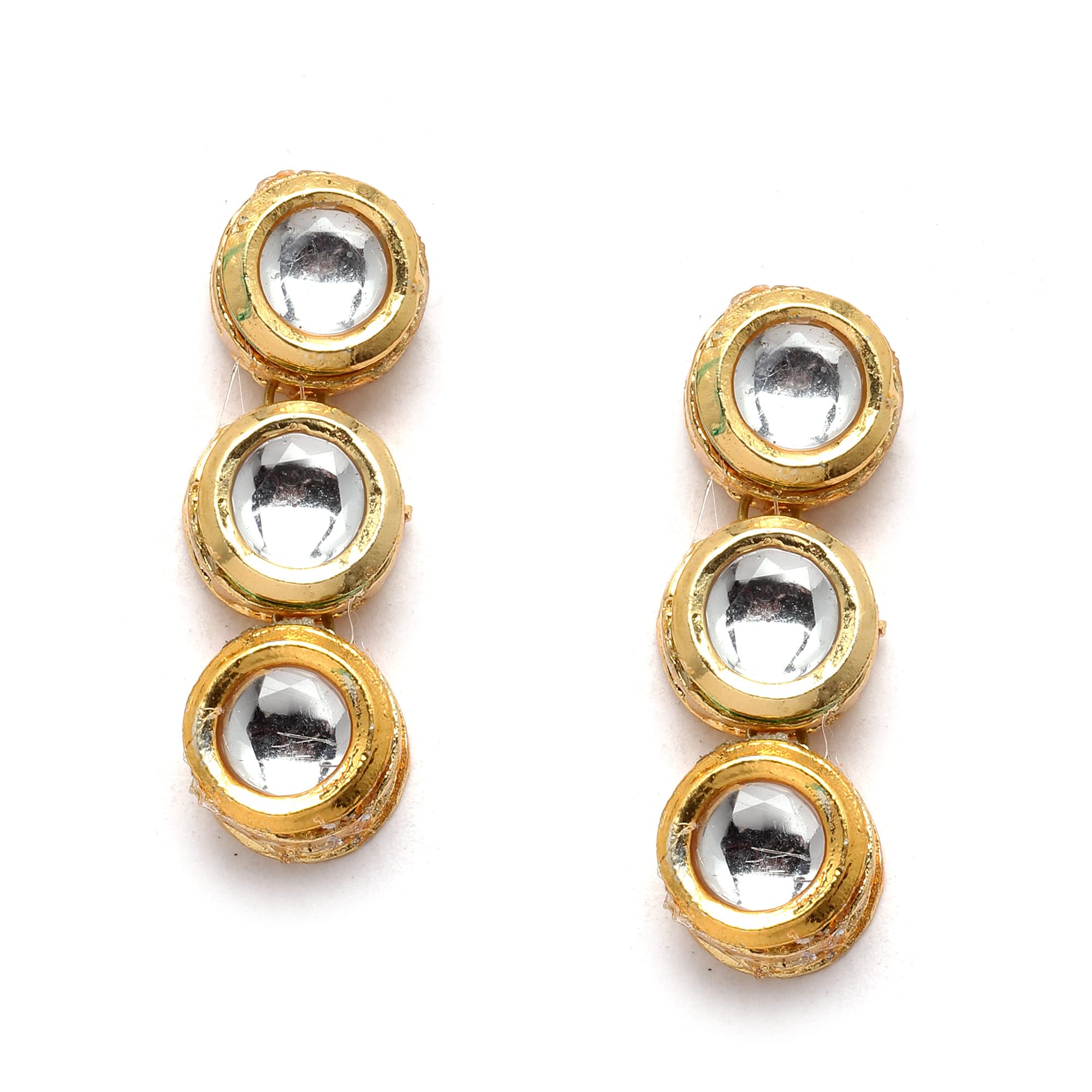 Gold-Plated Kundan Necklace Set with Earrings
