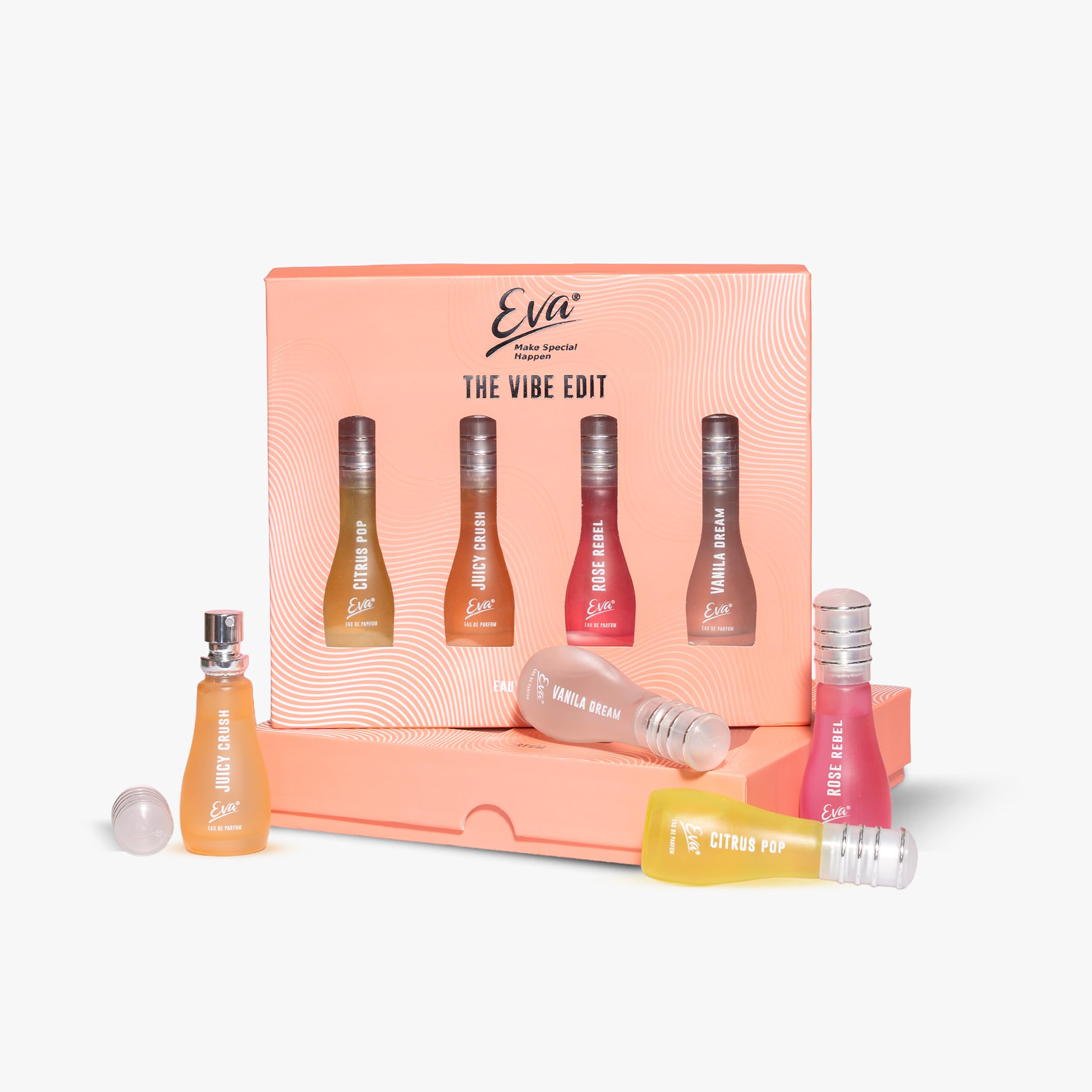EVA THE VIBE EDIT - Luxury Perfume Gift Set | Unique Perfume Crafted For Women | EDP Gift Colletion | Bouquet Of Citrus Pop, Juicy Crush, Rose Rebel, Vanila Dream | (15 ml *4) SET OF 4-picture-12