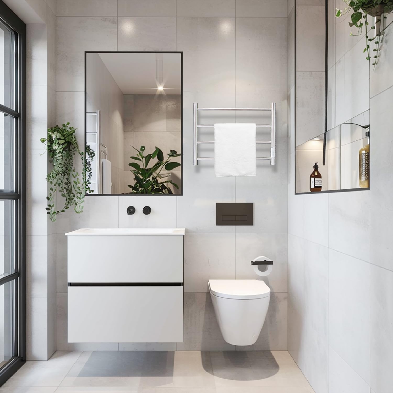 R FLORY Towel Warmer Rack for Bathroom Wall Mounted Heated Towel Warmers Dryer Plug-in/Hardwired Stainless Steel Electric Towel Warmer, 4-bar Polished