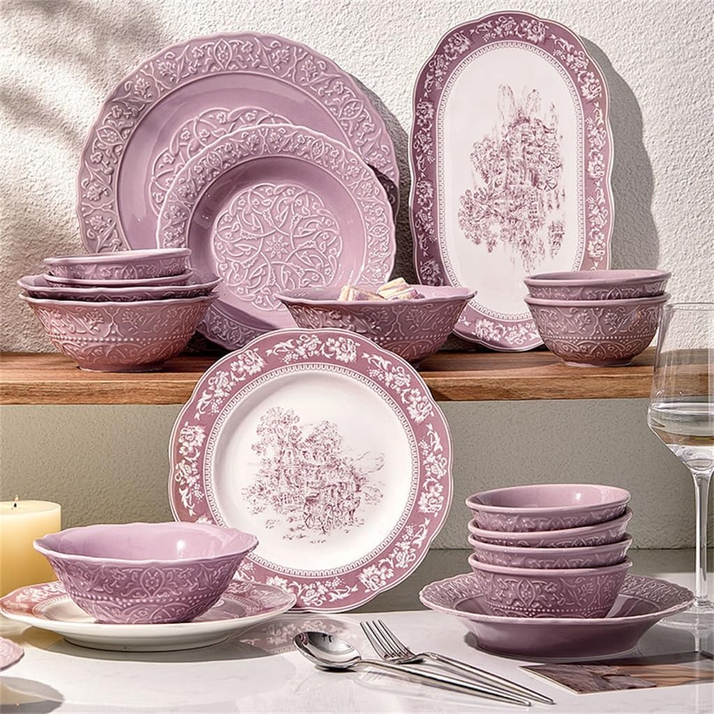 Dish Set Household Ceramic Bowl Plate Chopsticks Combination Gift Moving New House Box