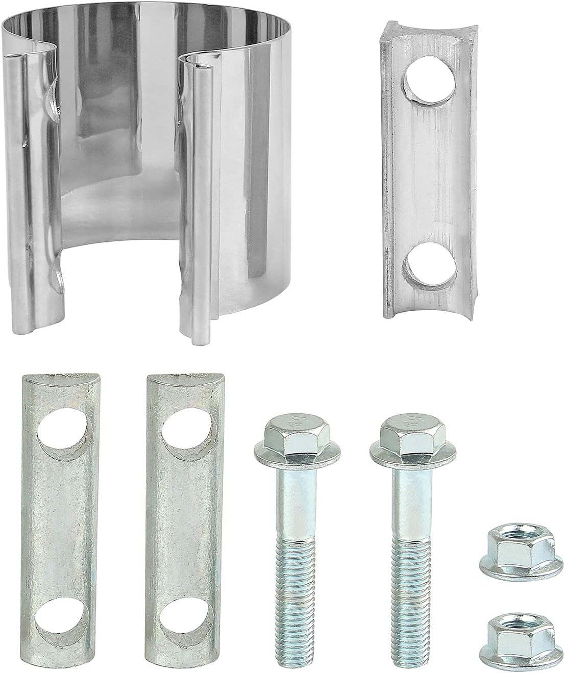 3 Inch 2 x Butt Joint Exhaust Band Clamp Sleeve Stainless Steel 2pcs
