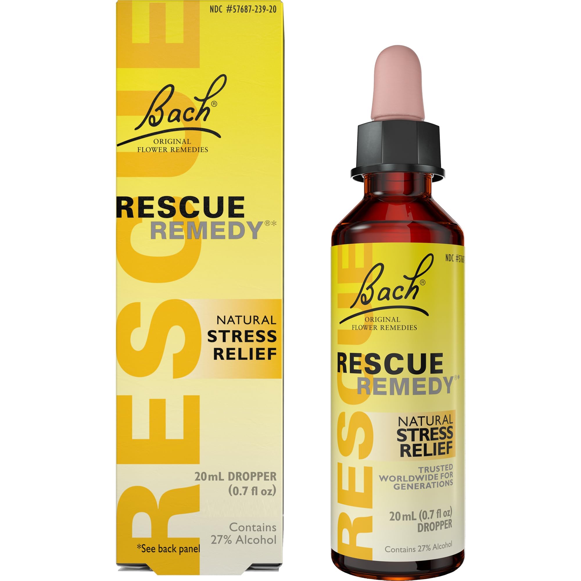 Bach Flower Rescue Remedy Natural Stress Reliever 20 Ml (3 Pack)