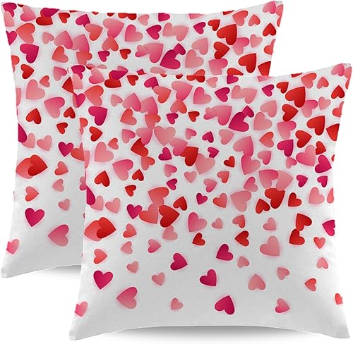 Wsunsal Juego de 2 fundas de almohada de San Valentín de 18 x 18 pulgadas, fundas de cojín cuadradas decorativas para el hogar, cama, sofá