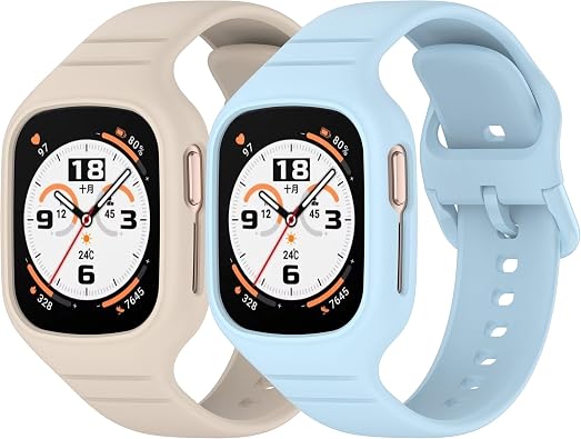Compatible with Honor Watch 4 Band with Bumper Case,Silicone Adjustable Replacement Wristband Sport Bands Strap for Honor Watch 4 Smartwatch Accessories