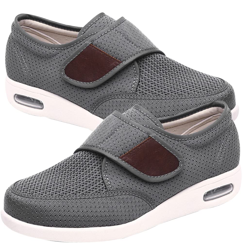 Herrenschuhe Hoher Spann Extra Weite Laufschuhe Herren Dämpfung Straßenlaufschuhe Bequeme atmungsaktive Outdoor Joggingschuhe rutschfest Turnschuhe,Grau,46 EU