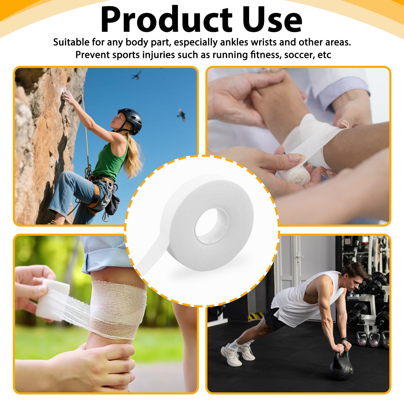 2 Rouleaux Tape pour Doigts, Bande pour Doigt Sportif（10M 1,5cm Breit, Tape Sportif, Strappal, Strappal, Strap Sport pour Doigts pour Prévention des Blessures et Soutien des Strap