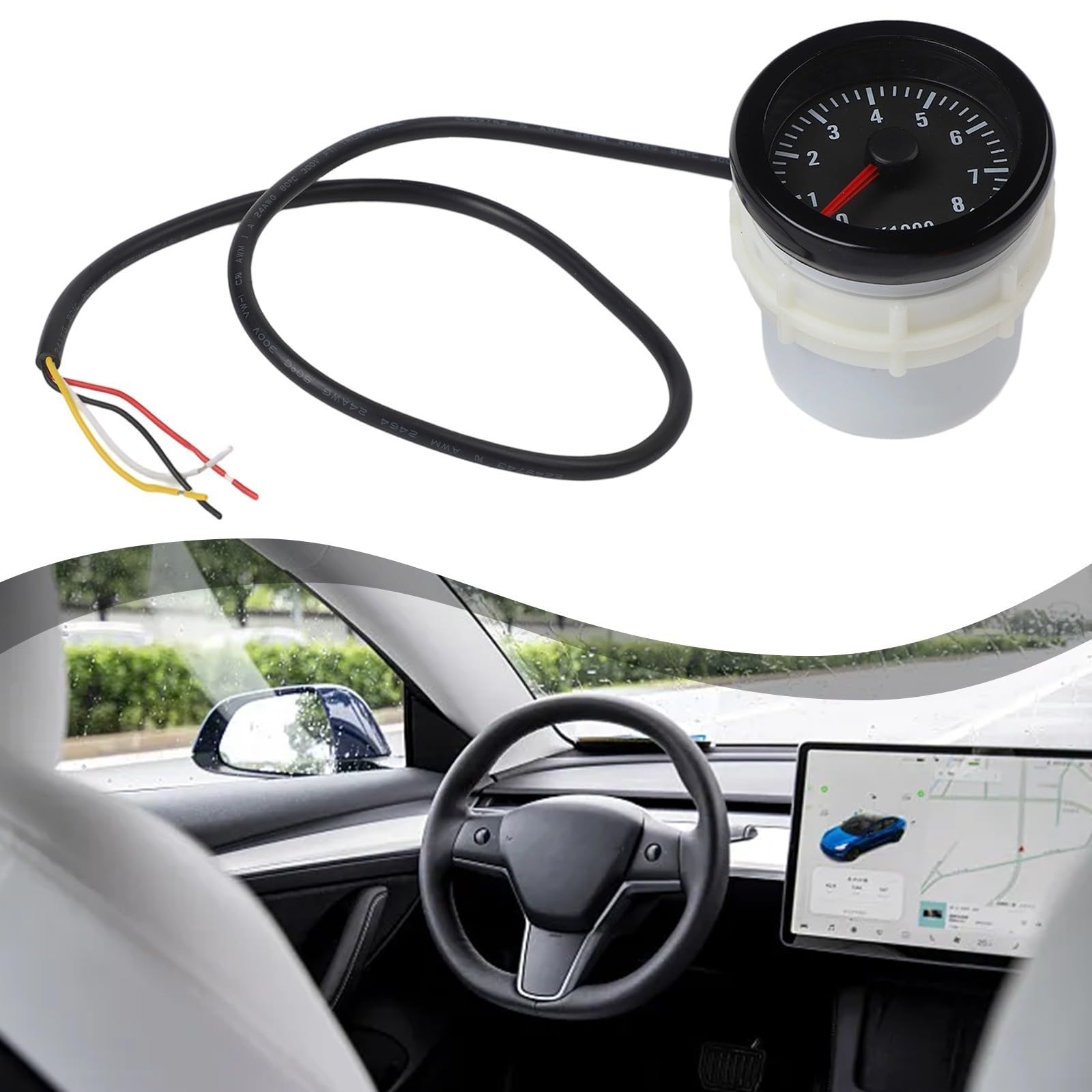 52mm Tachometer 2 08000 RPM Rev Counter Gauge Meter Kit for Petrol Engine 12V