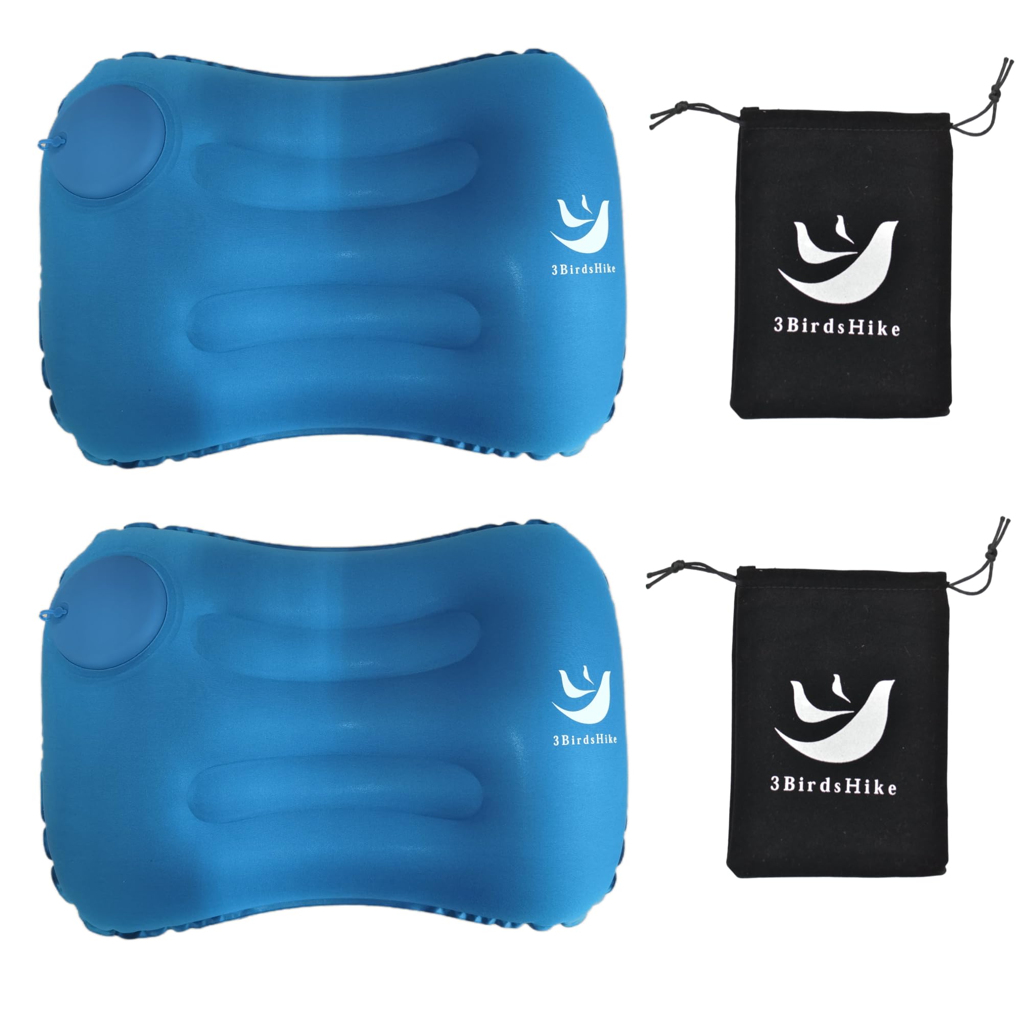Paquete de 2 almohadas inflables para camping, almohada de aire inflable para soporte lumbar y cuello, diseño de presión para inflar, almohadas de viaje para camping, senderismo y