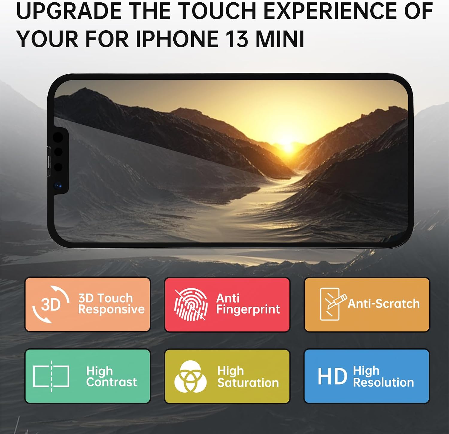 for iPhone 13 MiNi Screen Replacement 5.4'' with Earpiece Proximity Sensor LCD Touch Full HD Screen Digitizer Frame Assembly Ambient Light Sensor Tool Kit Fits A2481 A2626 A2628 A2629