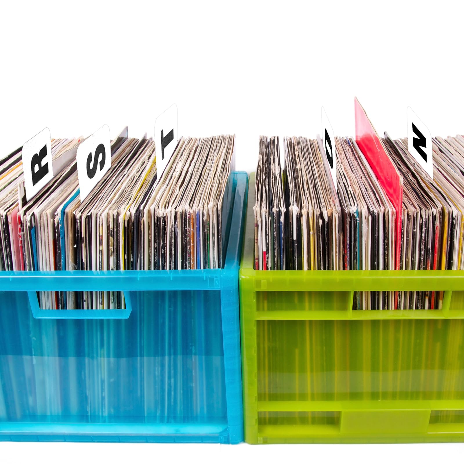 MotiMind 26 divisores de discos de vinilo A-Z DVD CD archivador alfabético divisores con pestañas alfabéticas, soporte para registros, tarjeta de índice para archivos, álbumes (blanco)