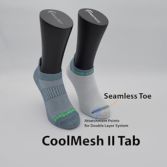 Wrightsock CoolMesh II Lo Quarter Running Socks for Men & Women Cushioned, Eco-Friendly Anti Blister Socks - American Made