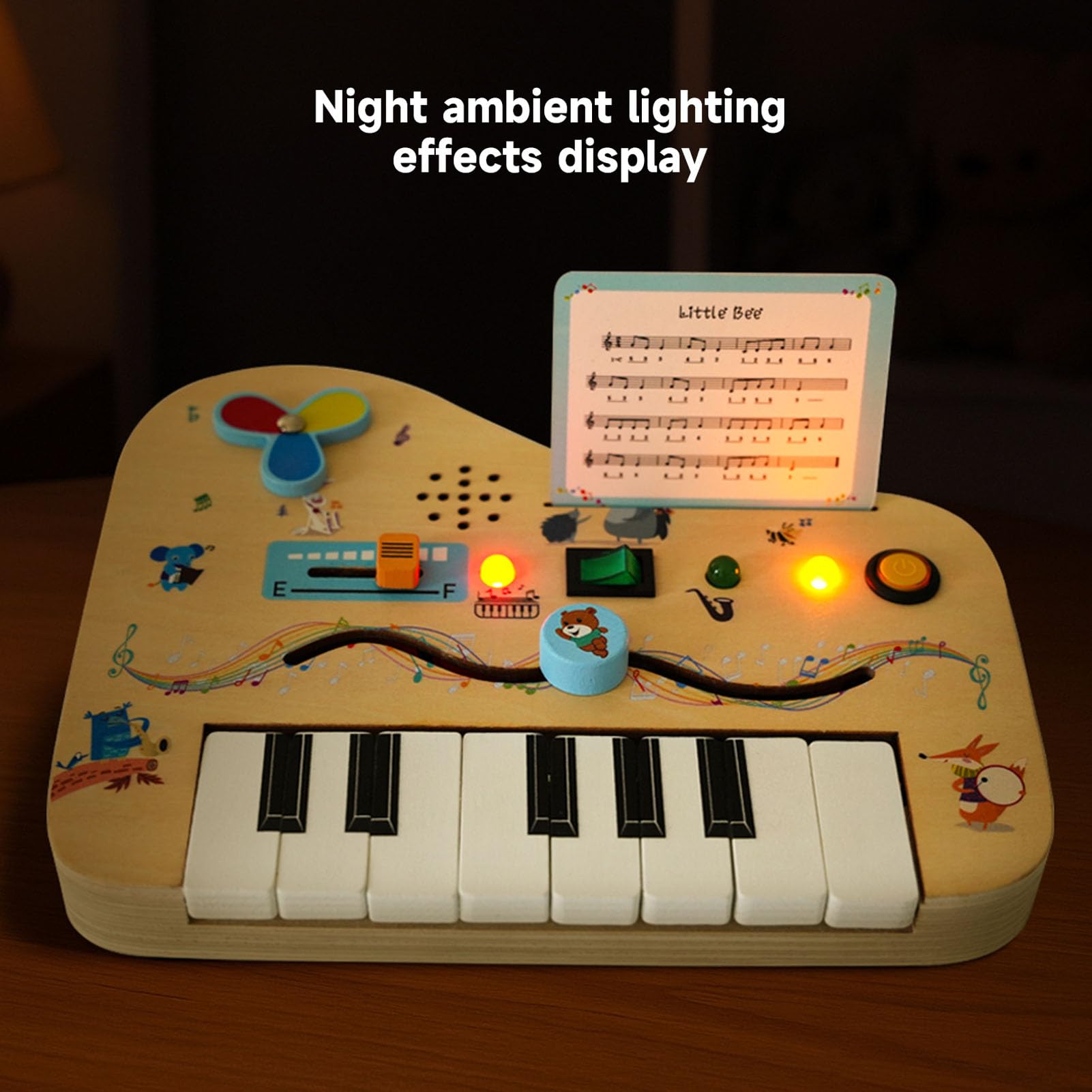 Tablero Sensorial de Madera con Interruptores de Luz LED para Niños