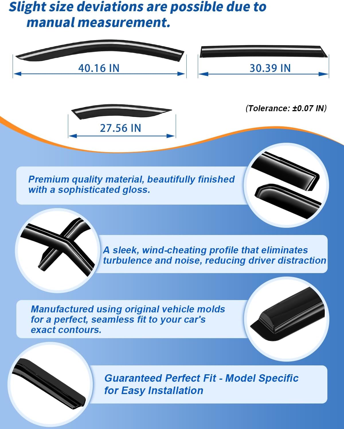 6-PCS Extra-Thick Rain Guards Fit for Hyundai Tucson 2022-2026 Extra Durable Tape-on Window Rain Guard Window Deflectors Vent Shades Window Visor Vent Visors Exterior