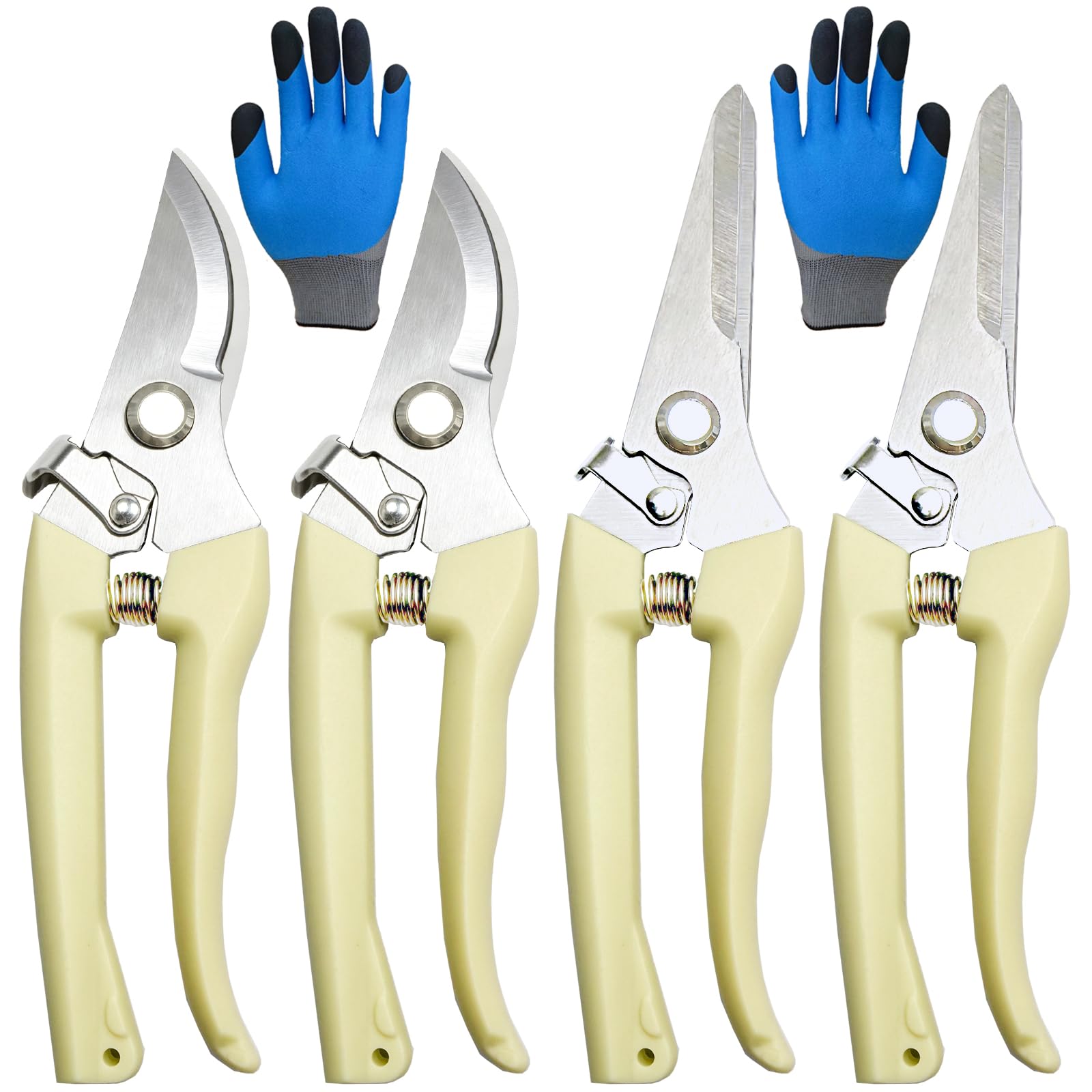 5Pack Pruning Shears, Stainless Steel Garden Shears with Gardening Gloves