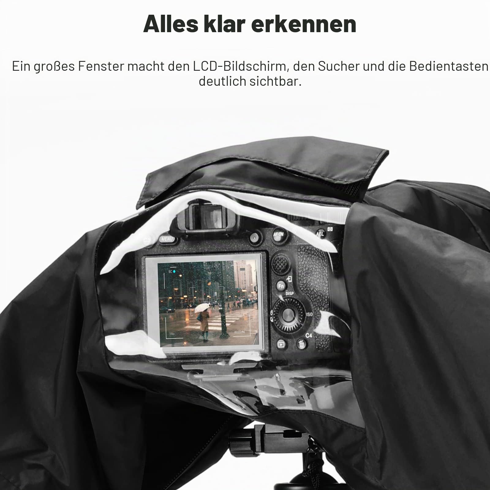 NEEWER Kamera-Regenschutz, großes Haltbar Nylon Regenmantel, kompatibel mit Canon Sony Nikon DSLR spiegellose Vlog Kamera & Objektive 300/400/500/600/800mm, mit Ärmeln/Zugbändern/Sichtfenster, PB004