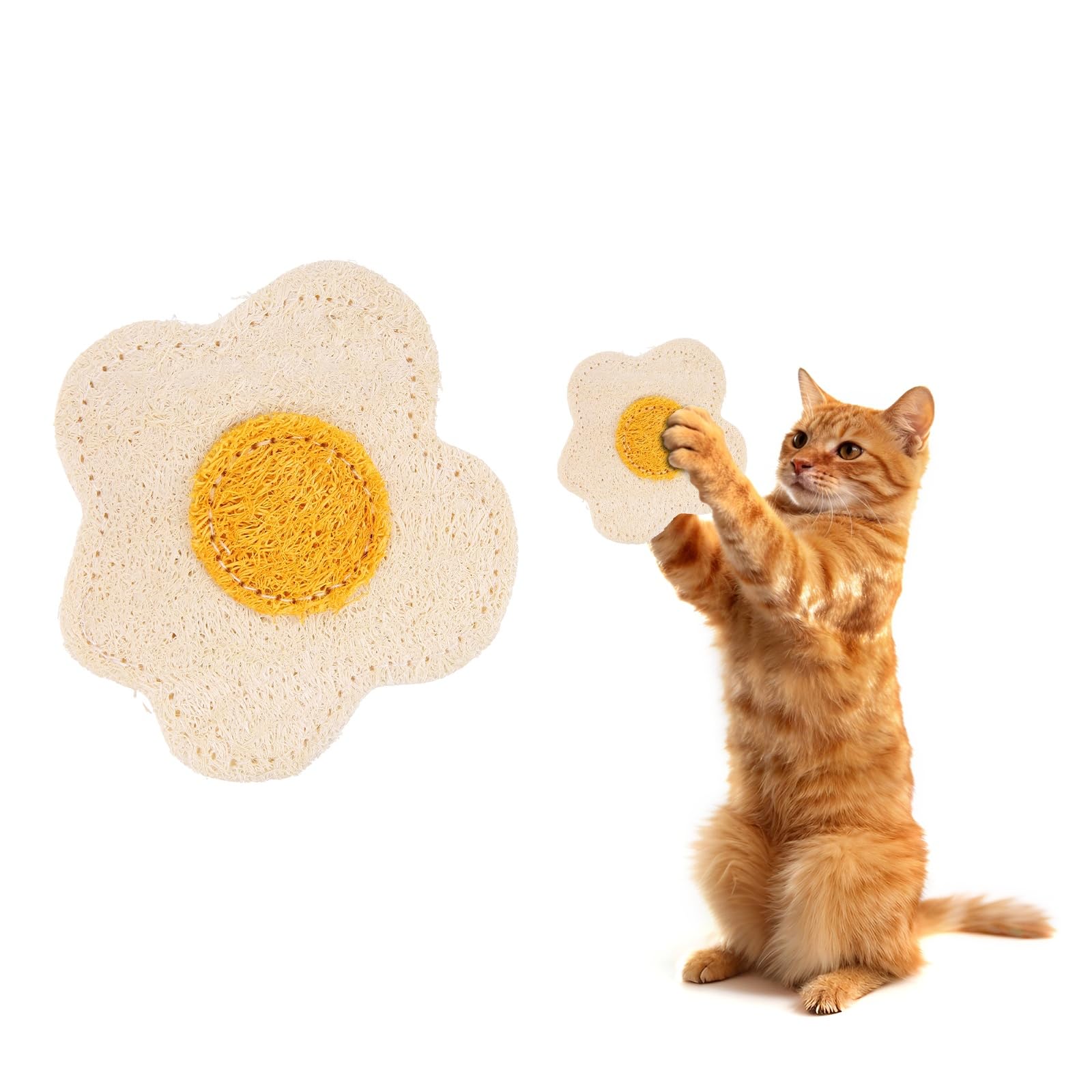 sourcing map Bite Resistant Catnip Playing, Durable and Interesting, Sunflower Shaped Cat Teeth Chew Playing Catnip Filled (Yellow White, 2 Pcs), Intended for Bedroom/Balcony/Living Room