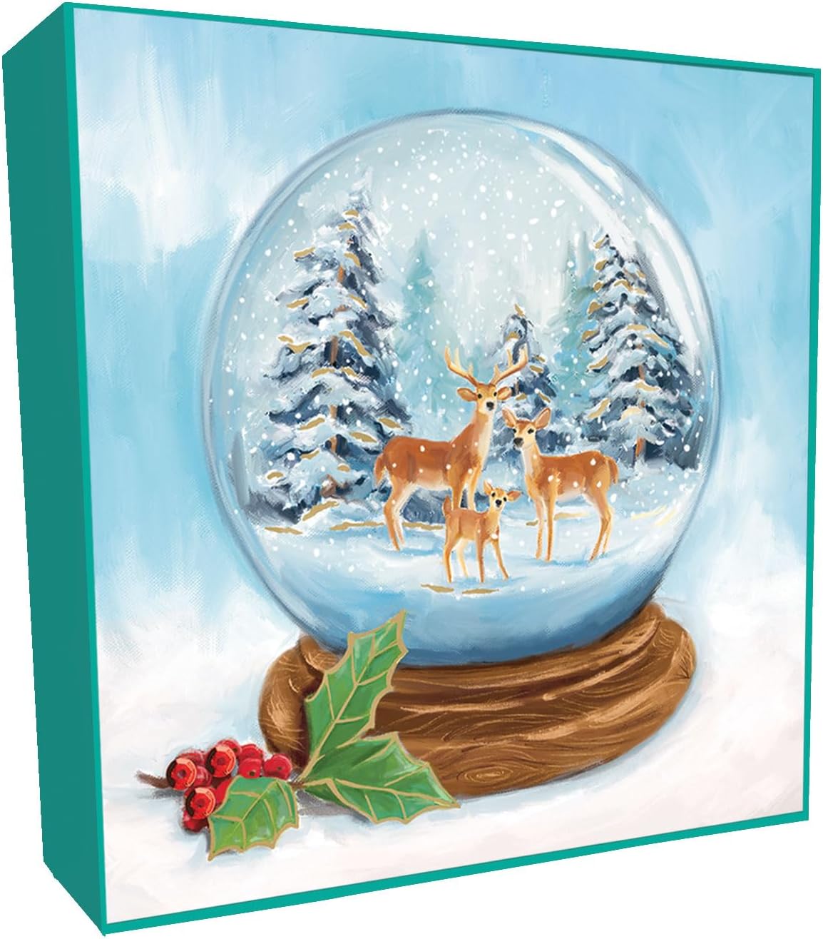 Box of 6 Snow Globe With Deer Luxury Hand-Finished Christmas Cards Card Boxes XLSB083