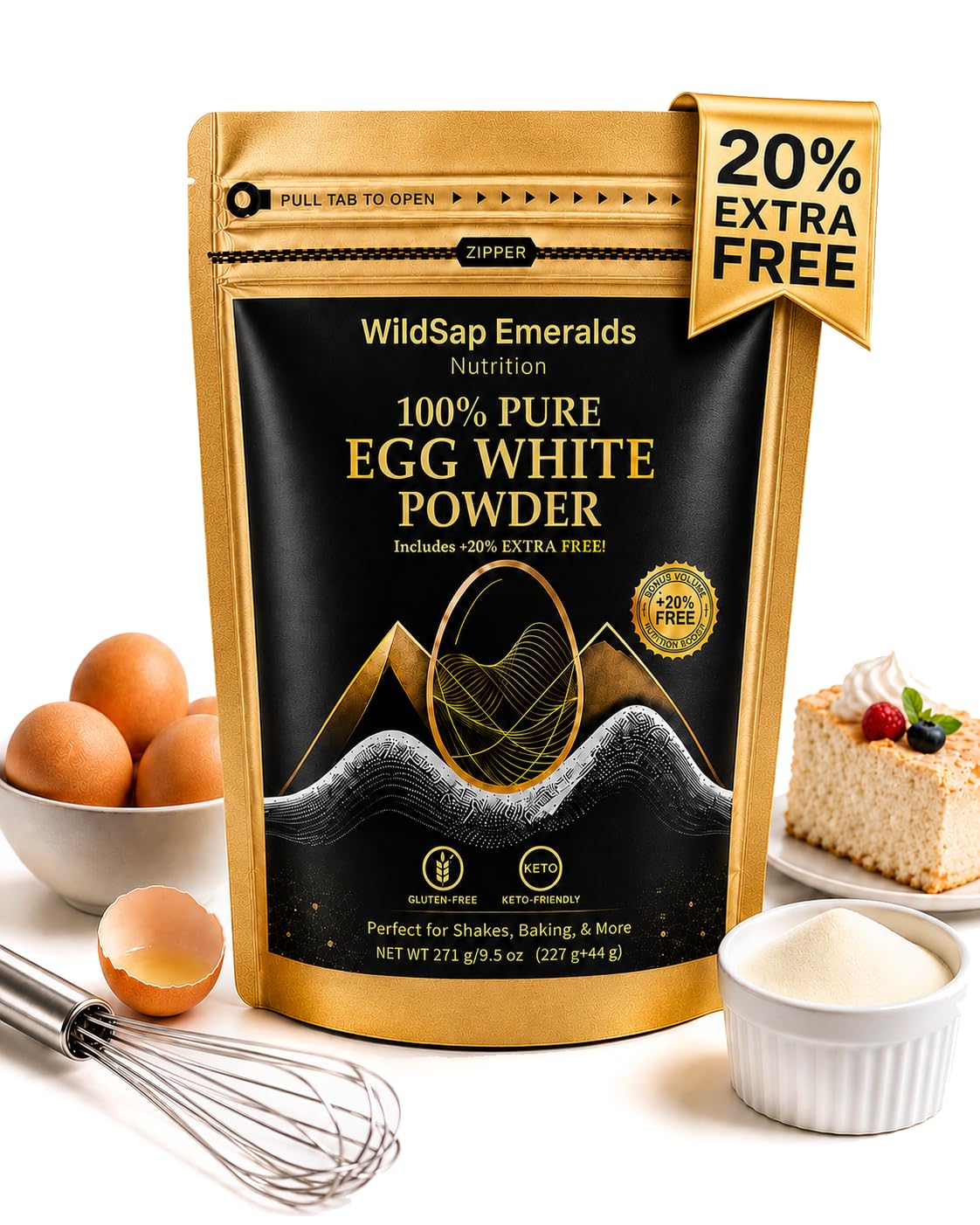100% Pure Egg White Powder for Baking, Meringue & Shakes 9.5 oz