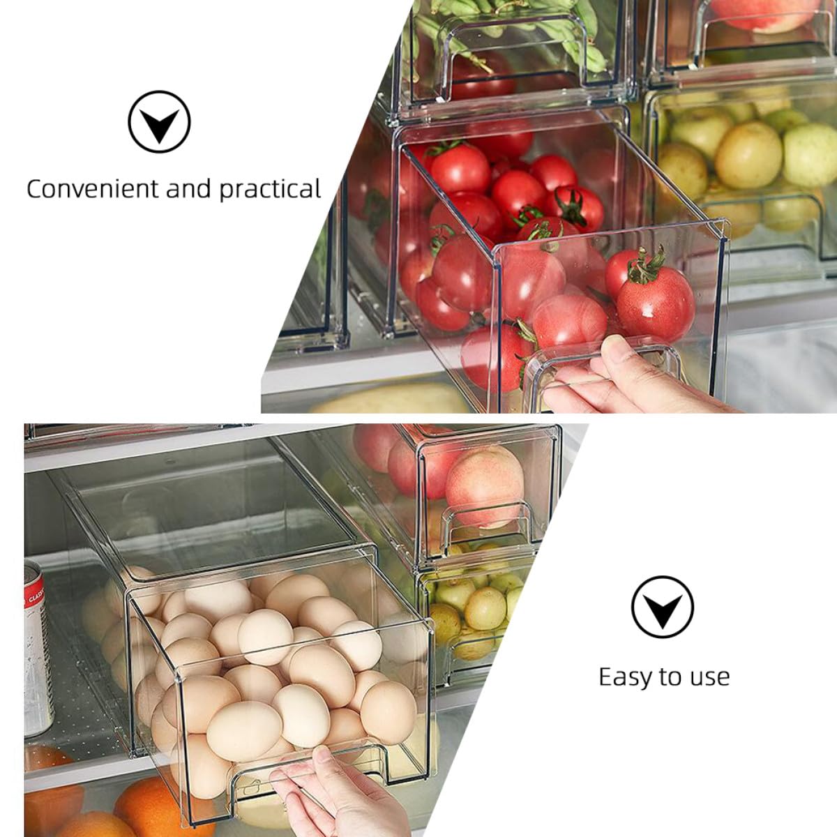 Ipetboom Caja Organizadora Fácil de Extraer de Gran Capacidad Pet para Frigorífico y Ahorra Espacio para Armarios y Refrigerador