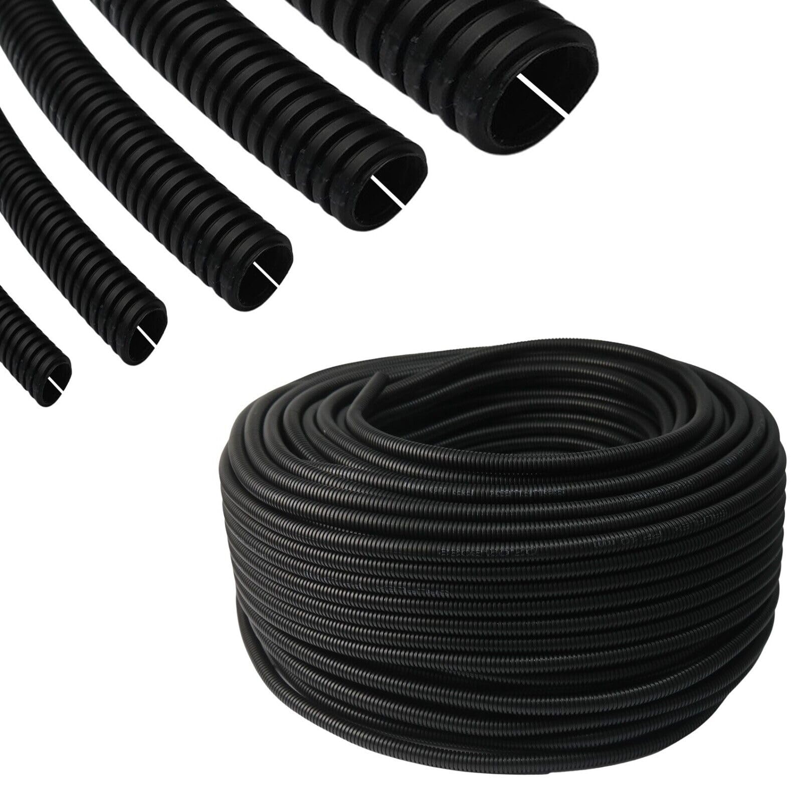 Tubo corrugado, protección de cables, tubo aislante, protección contra martas, tubo de instalación ranurado (4,5 mm de tamaño interior, 25 metros)