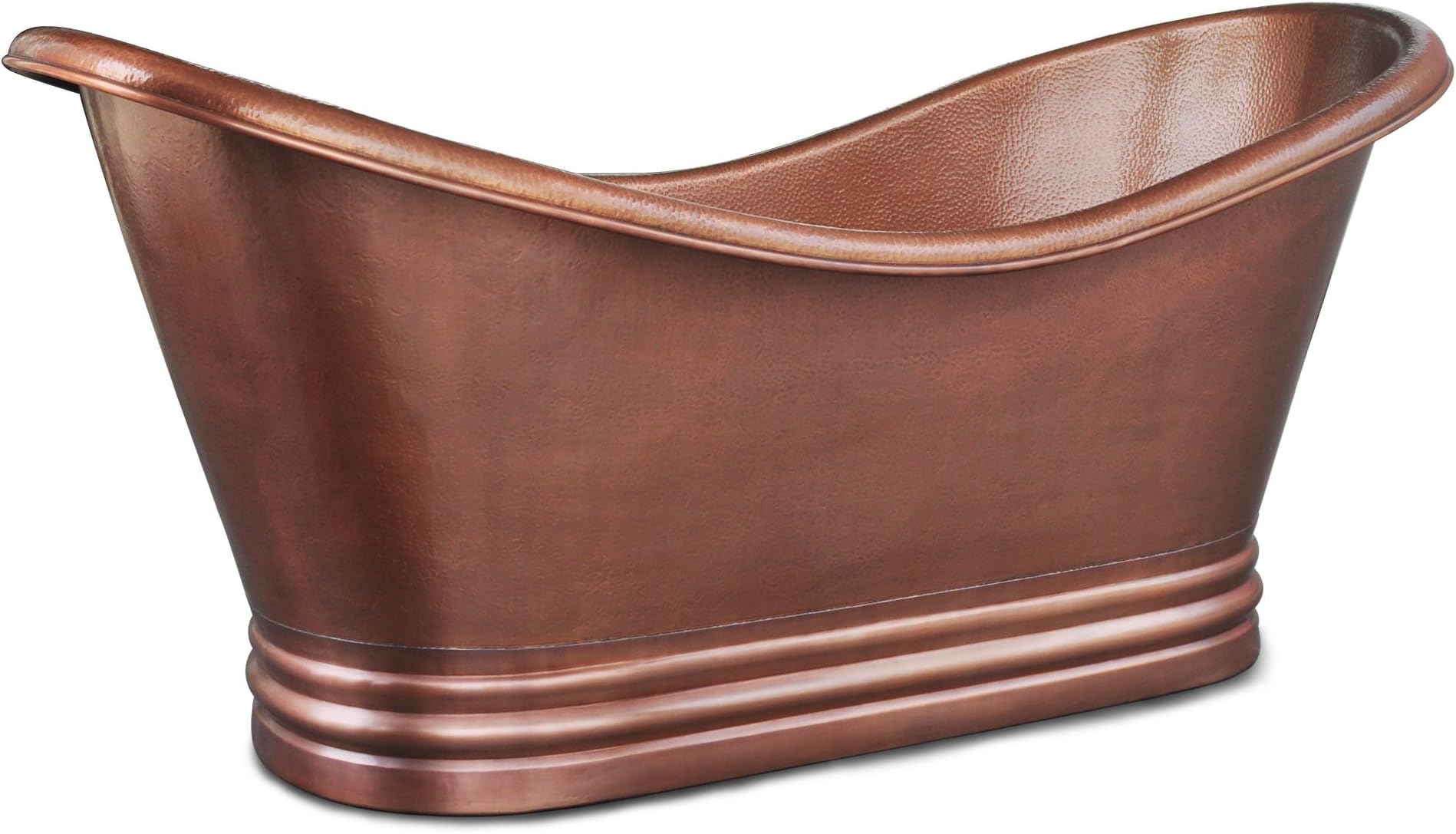 Sinkology TBT-7132HA Euclid Handmade Pure Solid Freestanding Double Slipper Bath Tub, 6', Antique Copper