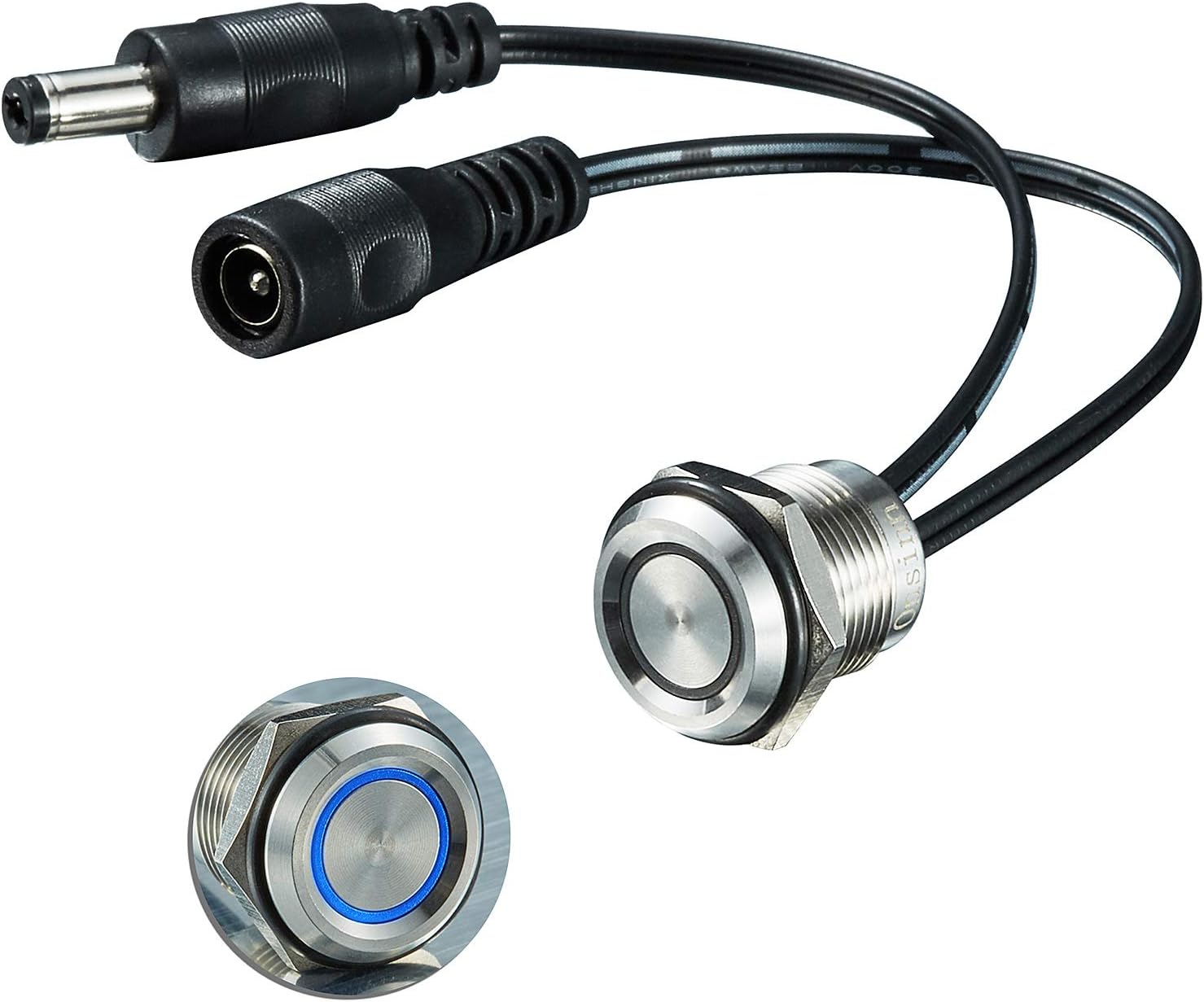 Touch Switch DC12V to 24V 19mm Diameter 3/4'' mounting Hole dimmer Switch for Home Lighting Signal Lights Application (19mm on/Off with red/Blue led, Silver, 3)