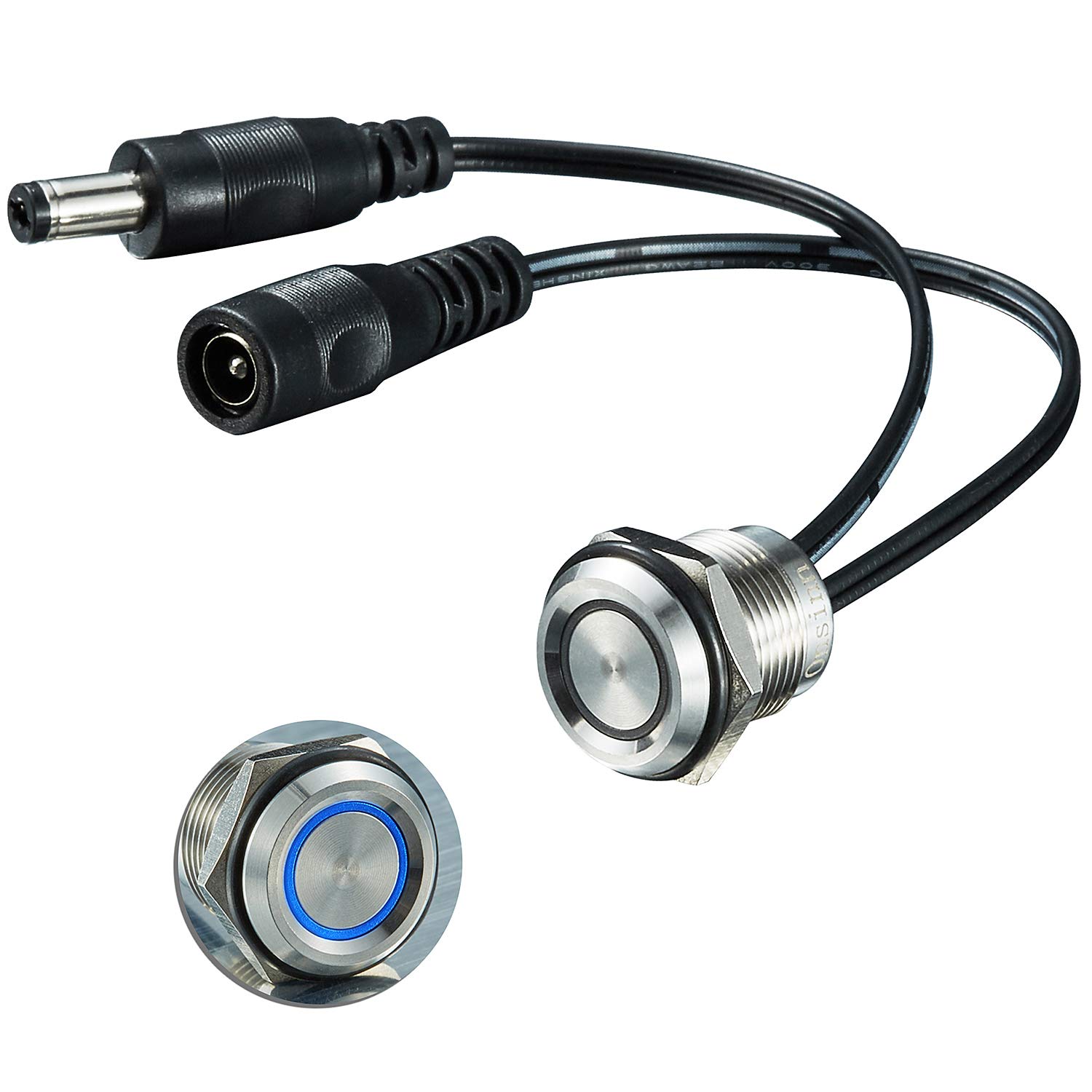 Touch Switch DC12V to 24V 19mm Diameter 3/4'' mounting Hole dimmer Switch for Home Lighting Signal Lights Application (19mm on/Off with red/Blue led, Silver, 3)