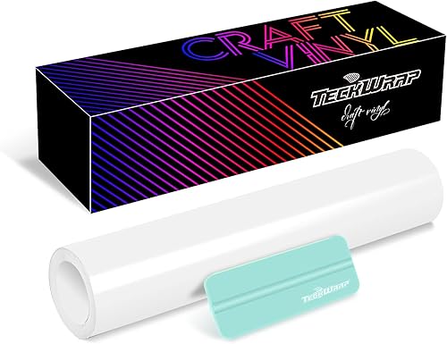 TECKWRAP Vinilo adhesivo permanente para proyectos de calcomanías de manualidades, 12 pulgadas x 20 pies, blanco brillante