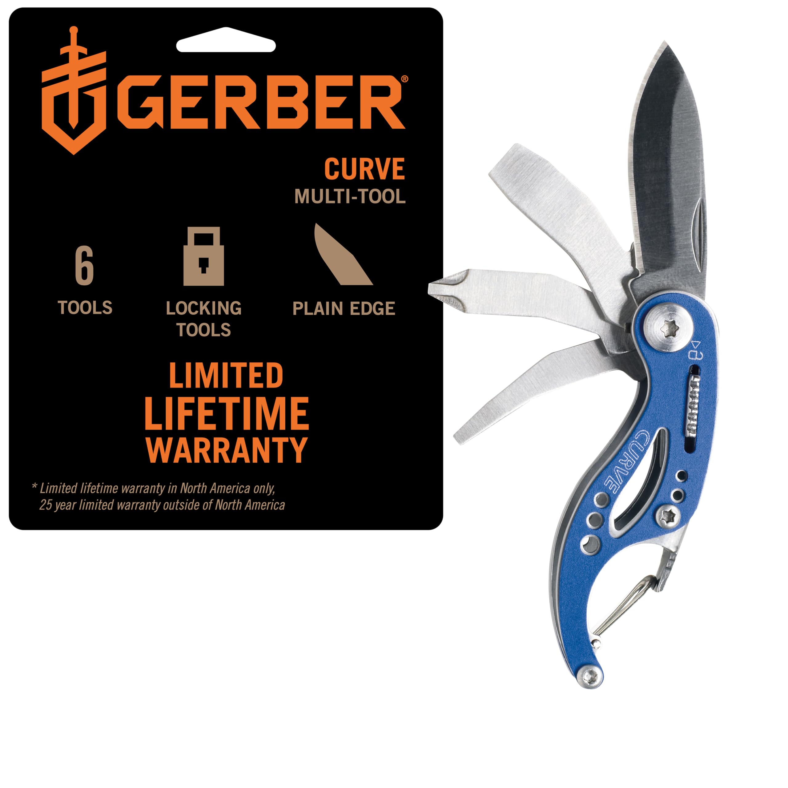Gear Curve EDC Multitool 6-in-1 Pocket Knife Keychain with Pocket Screwdriver, Gifts for Men, Blue