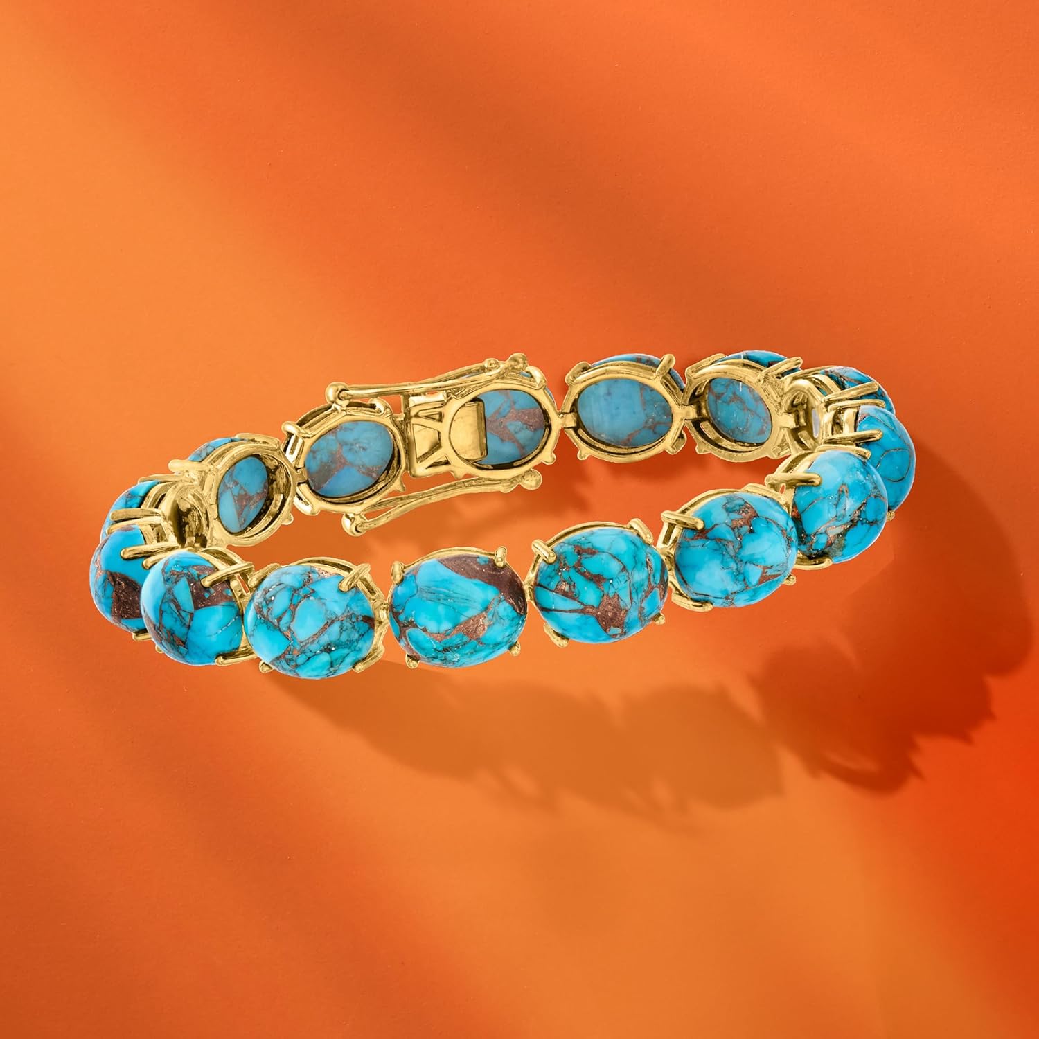Ross-Simons Mohave Turquoise Bracelet in 18kt Gold Over Sterling