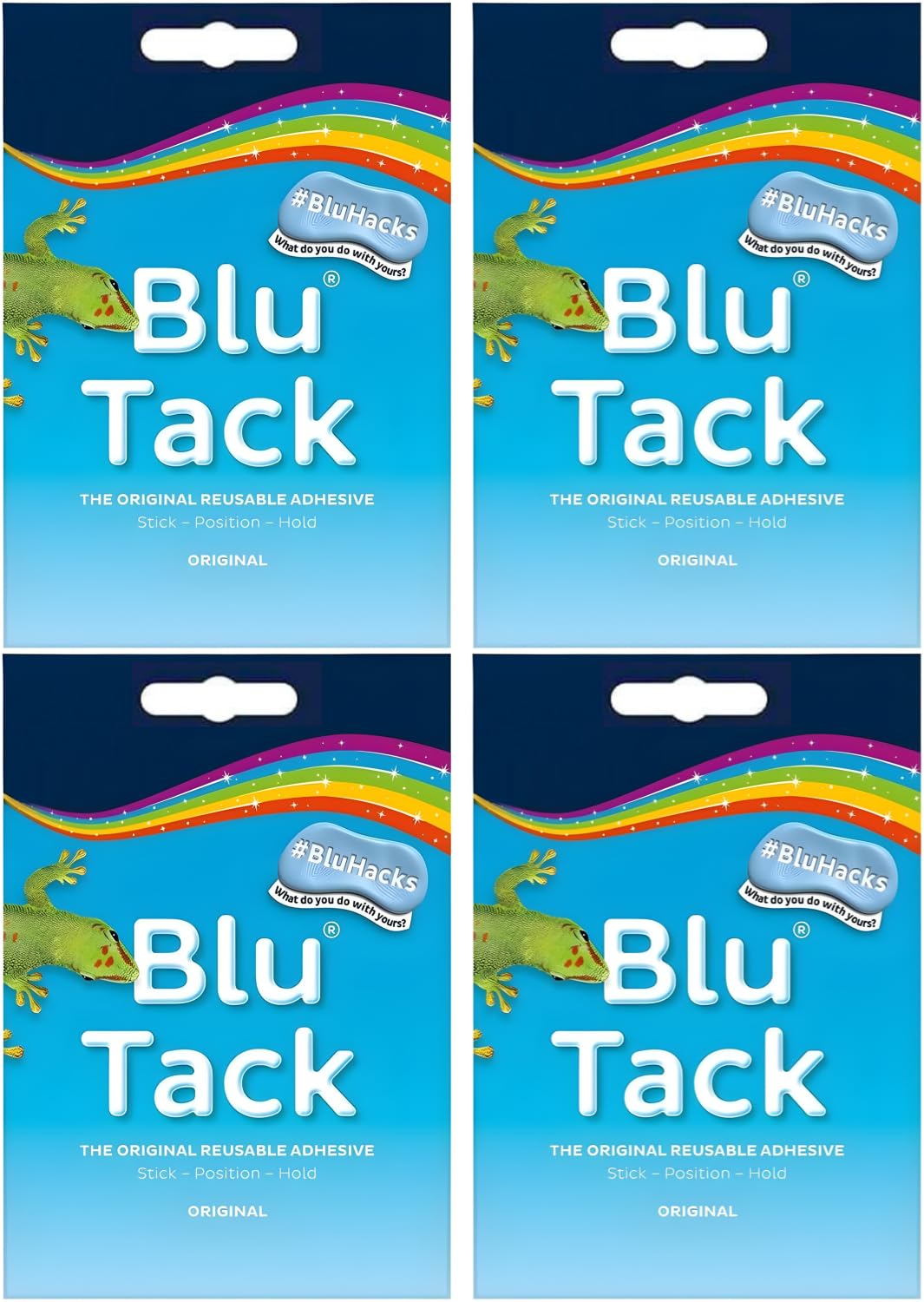 4x Bostik Blu Tack Original Reusable Adhesive Pack Home Office DIY Use BluHacks Smart Adhesives Alternative to Pins & Tape 60g
