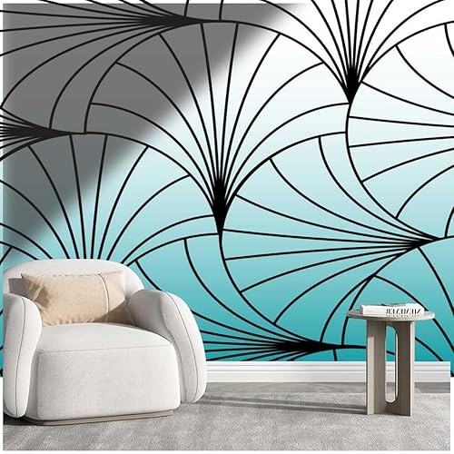 Miniatura 1 de Papel decorativo para pared, color blanco, cian, degradado, papel tapiz para cocina, líneas geométricas abstractas, casa de campo, fácil de limpiar