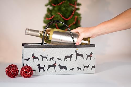 Miniatura 9 de Simply Charmed Bolsas de vino - Blanco con patrón de tejido de cesta (3) y rayas azul marino (3) estilo monedero