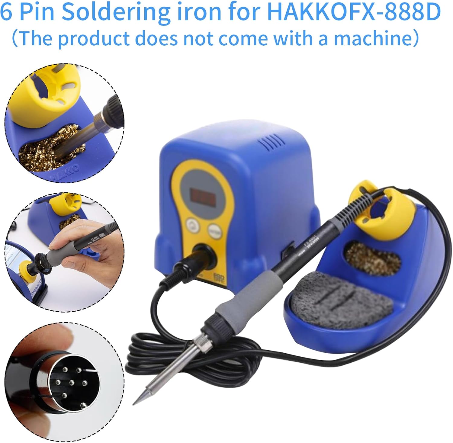 Replacement Soldering Iron Handle FX-8801, 6 Pin Soldering iron for HAKKO FX-888D FX-888 Soldering Station 26V 65W